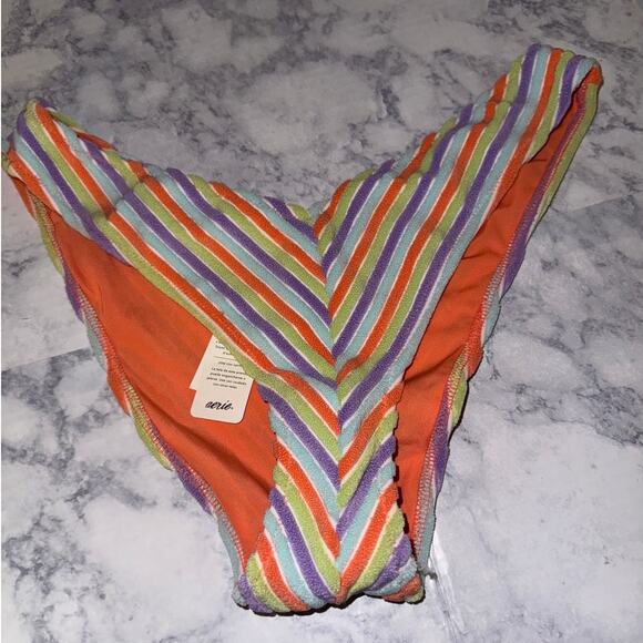 Aerie-Swimwear-Large-Cheeky-Striped-Orange/Purple - Picture 1 of 3